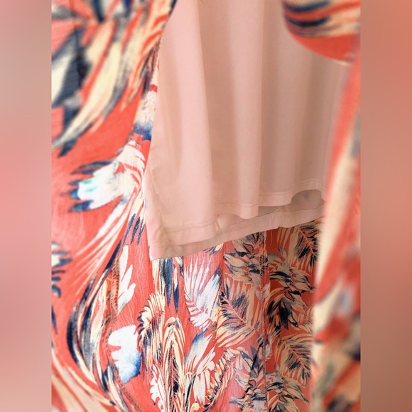 Tropical print high-low dress with lace bodice - Picture 4 of 6